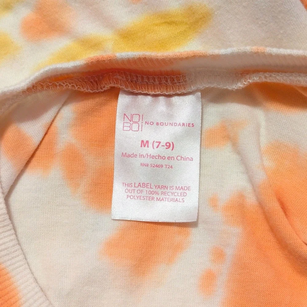 No Boundaries Wild Child Mushroom Tie Dye Graphic Tee Juniors M 7-9 Orange